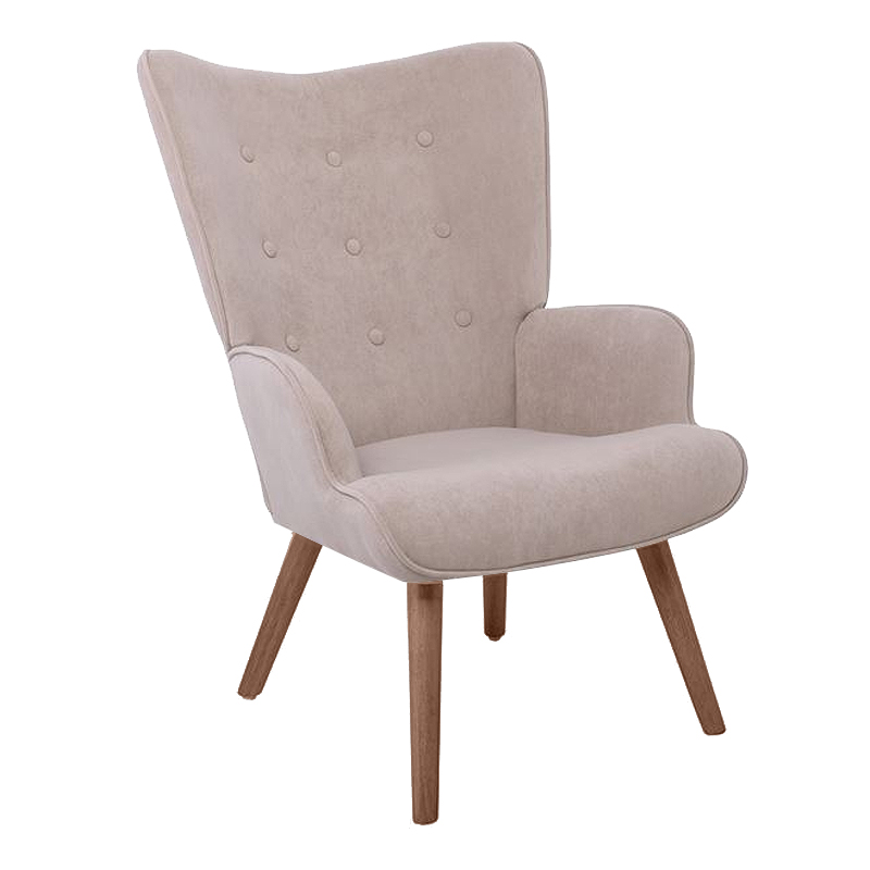ALMA Set Armchair & Stool Walnut/Velure Light Brown (K/D)