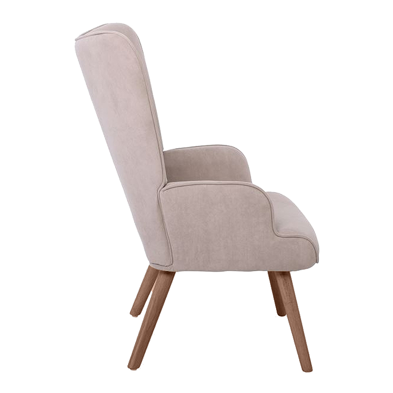 ALMA Set Armchair & Stool Walnut/Velure Light Brown (K/D)