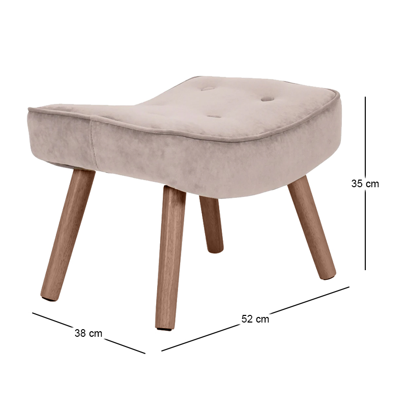ALMA Set Armchair & Stool Walnut/Velure Light Brown (K/D)