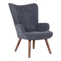 ALMA Set Armchair & Stool Walnut/Light Blue Velure (K/D)