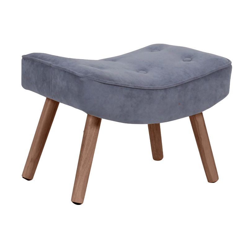 ALMA Set Armchair & Stool Walnut/Light Blue Velure (K/D)