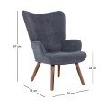 ALMA Set Armchair & Stool Walnut/Light Blue Velure (K/D)