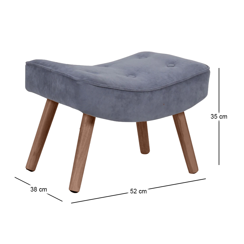 ALMA Set Armchair & Stool Walnut/Light Blue Velure (K/D)