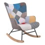 ALMA Rocking Armchair Patchwork Fabric/Black Frame/Natural Base (K/D)