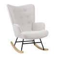 ALMA Rocking Armchair Teddy White Fabric/Black Frame/Natural Base (K/D)