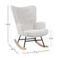 ALMA Rocking Armchair Teddy White Fabric/Black Frame/Natural Base (K/D)