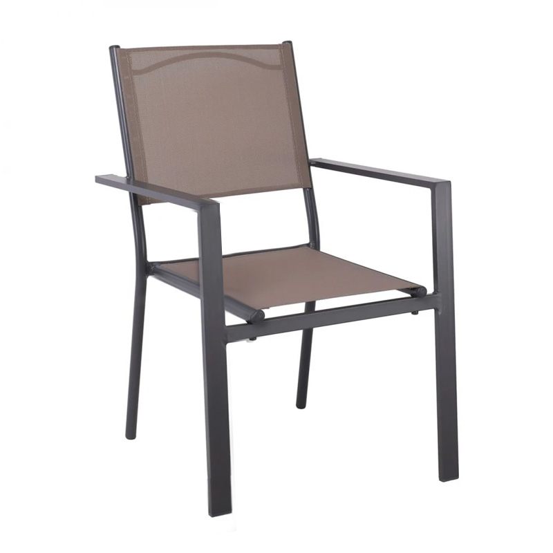 AMIRAL Armchair Alu Anthracite/Textilene Cappuccino