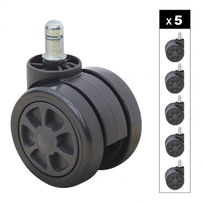 Ανταλλακτικά Ροδάκια Megapap για καρέκλες γραφείου σετ 5 τμχ χρώμα μαύρο