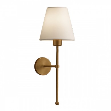 Verma Megapap E27 metal fabric sconce light in gold - cream color 13x13x50cm.