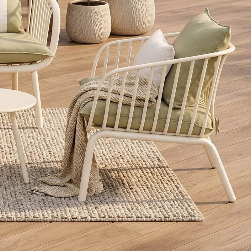 ASTRID Set (5pcs) PP-Metal Cream/Cushions Sandy Green