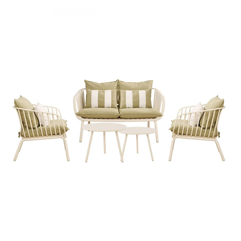 ASTRID Set (5pcs) PP-Metal Cream/Cushions Sandy Green