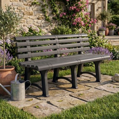 ATENA Παγκάκι Κήπου-Βεράντας, PP Ανθρακί 150x73x51cm