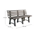 ATENA Παγκάκι Κήπου-Βεράντας, PP Ανθρακί 150x73x51cm