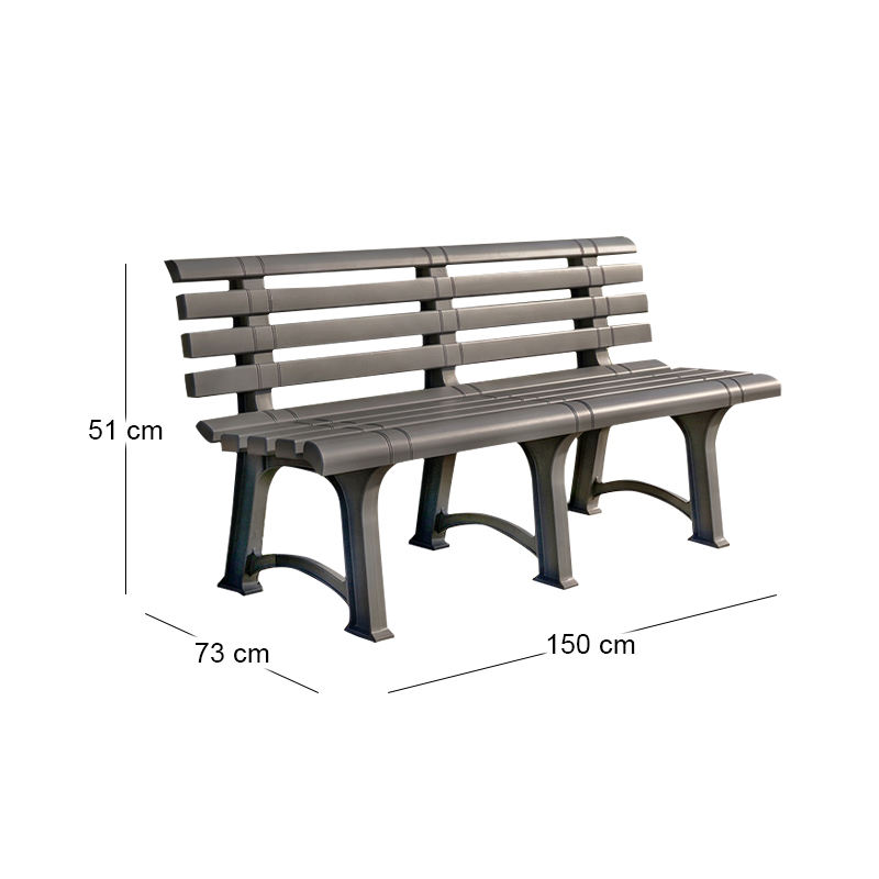ATENA Παγκάκι Κήπου-Βεράντας, PP Ανθρακί 150x73x51cm