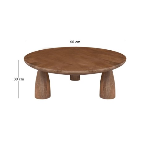 AZTEC Round Coffee Table D.90cm, Mango Smoke Walnut