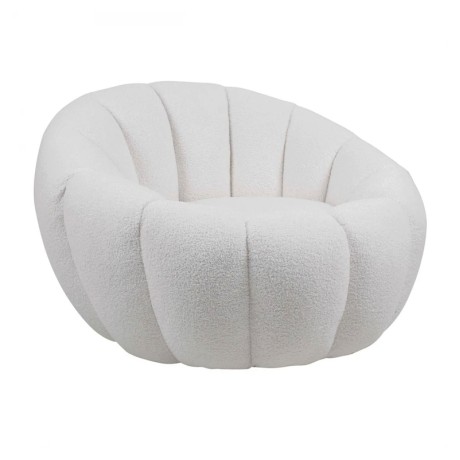 BEVERLY Armchair Teddy White Fabric