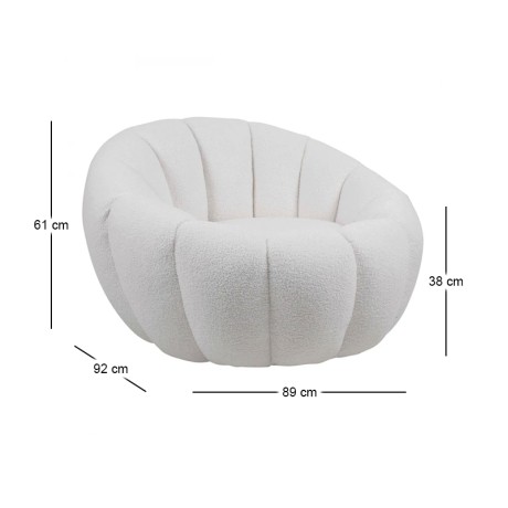 BEVERLY Armchair Teddy White Fabric