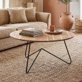 BORAL-W Coffee Table d.80x40 Acacia Natural Finish (Black Paint)