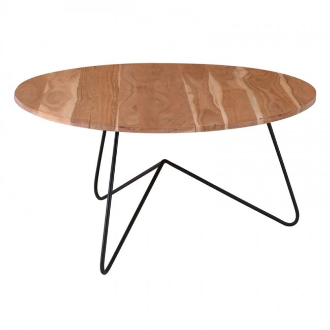 BORAL-W Coffee Table d.80x40 Acacia Natural Finish (Black Paint)