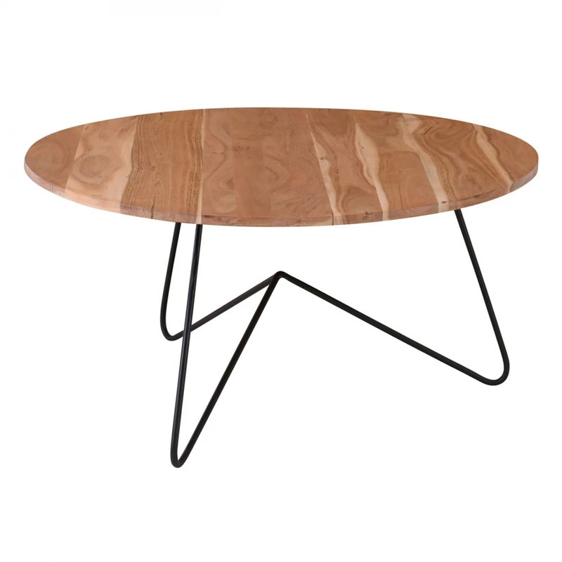 BORAL-W Coffee Table d.80x40 Acacia Natural Finish (Black Paint)