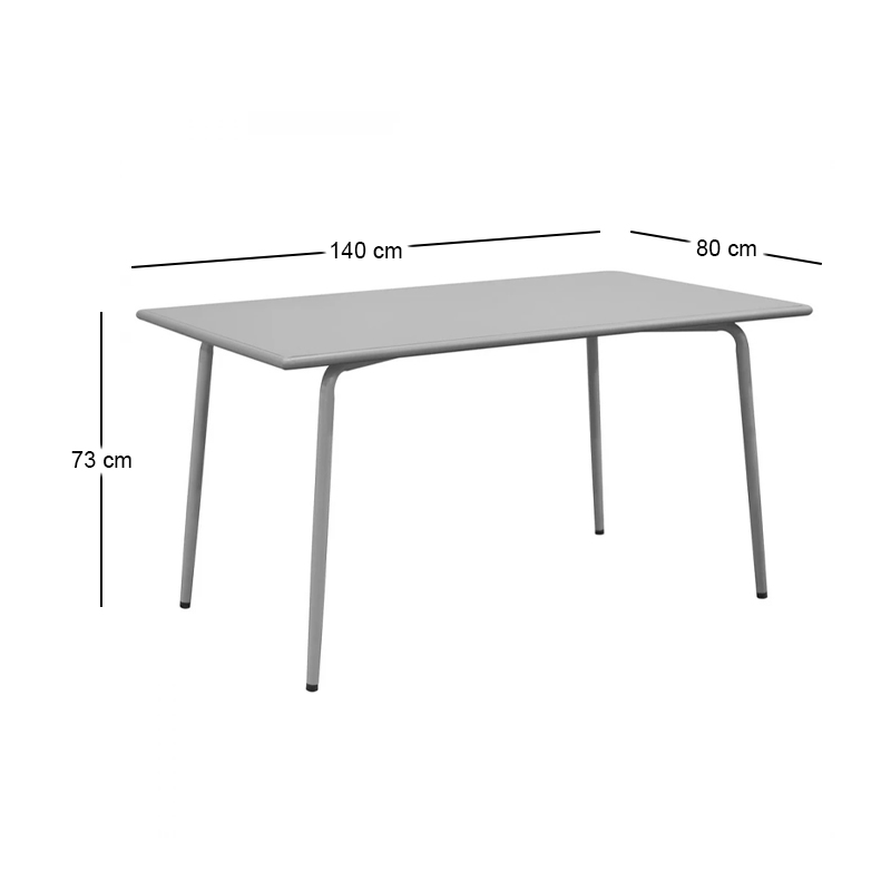 Τραπέζι κήπου Brio Flat Pro μεταλλικό χρώμα cool grey 4C 140x80x73εκ.
