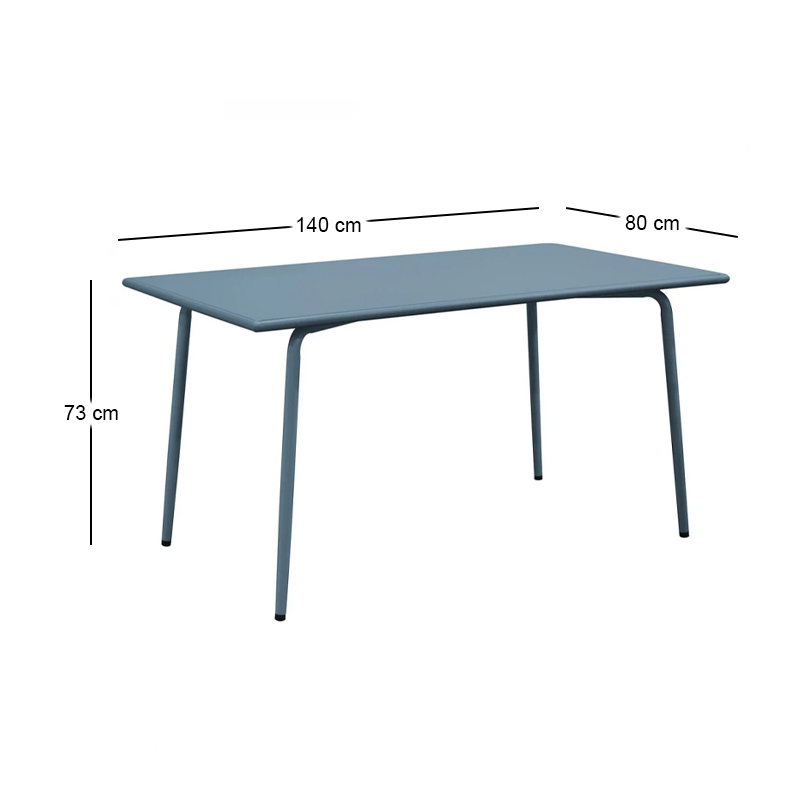 Τραπέζι κήπου Brio Flat Pro μεταλλικό χρώμα sandy blue 5415C 140x80x73εκ.