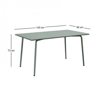 BRIO Flat Τραπέζι-Pro Κήπου - Βεράντας, Μέταλλο Βαφή Sandy Green 5635C 140x80x73cm