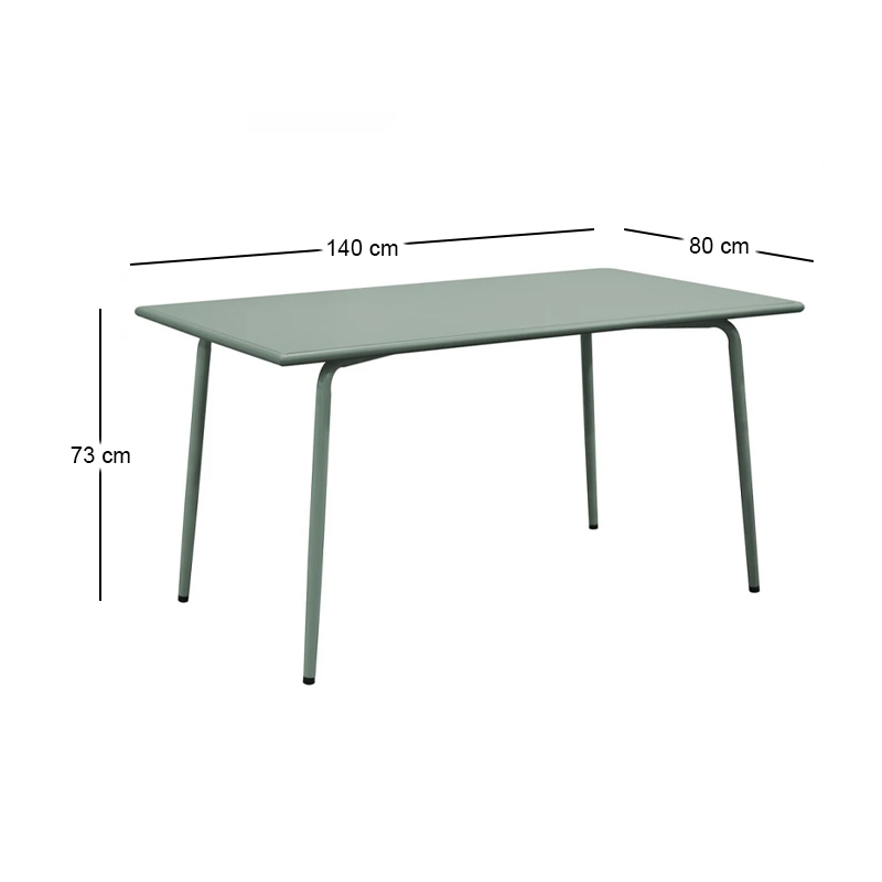 Τραπέζι κήπου Brio Flat Pro μεταλλικό χρώμα sandy green 5635C 140x80x73εκ.