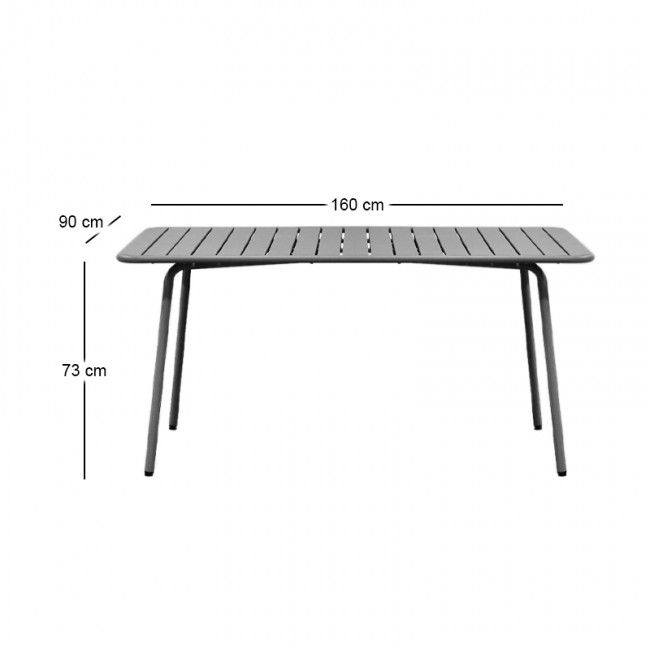 BRIO Slat Τραπέζι-Pro Κήπου - Βεράντας, Μέταλλο Βαφή Cool Grey 4C 160x90x73cm