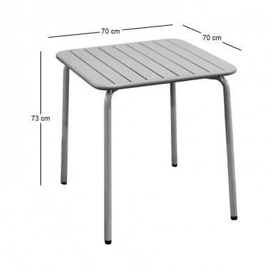 BRIO Slat Τραπέζι-Pro Κήπου - Βεράντας, Μέταλλο Βαφή Cool Grey 4C 70x70x73cm