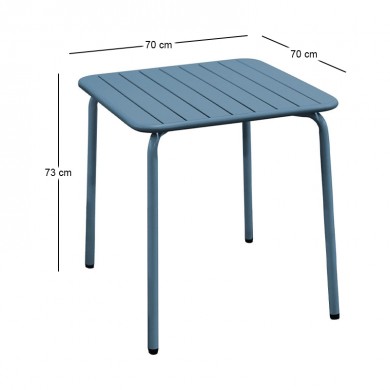 BRIO Slat Τραπέζι-Pro Κήπου - Βεράντας, Μέταλλο Βαφή Sandy Blue 5415C 70x70x73cm