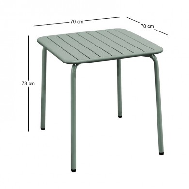 BRIO Slat Τραπέζι-Pro Κήπου - Βεράντας, Μέταλλο Βαφή Sandy Green 5635C 70x70x73cm
