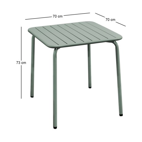 Τραπέζι κήπου Brio Slat Pro μεταλλικό χρώμα sandy green 5635C 70x70x73εκ.
