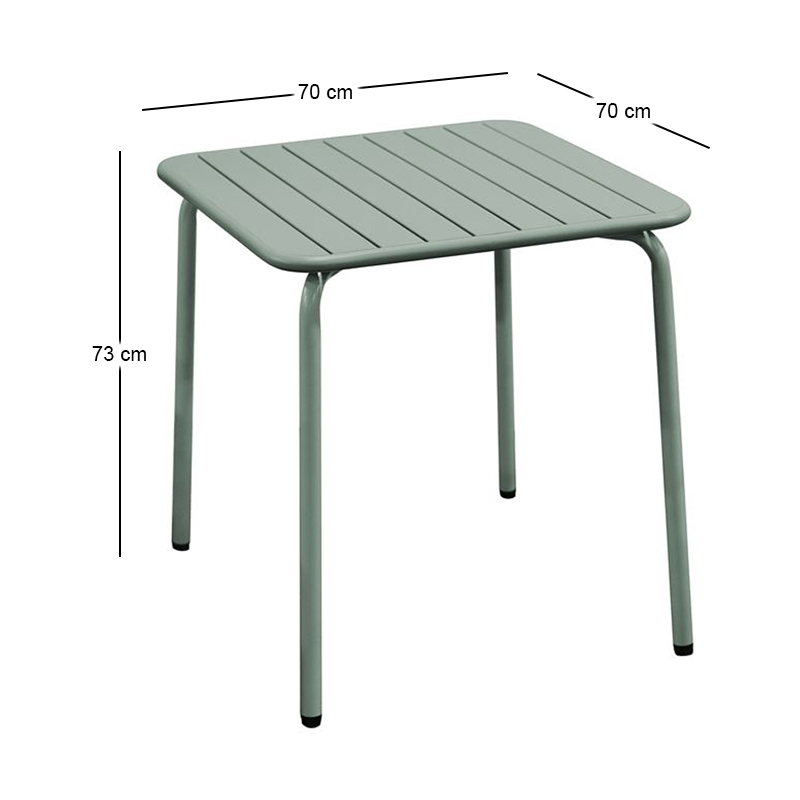 BRIO Slat Table-Pro 70x70cm Metal Sandy Green 5635C