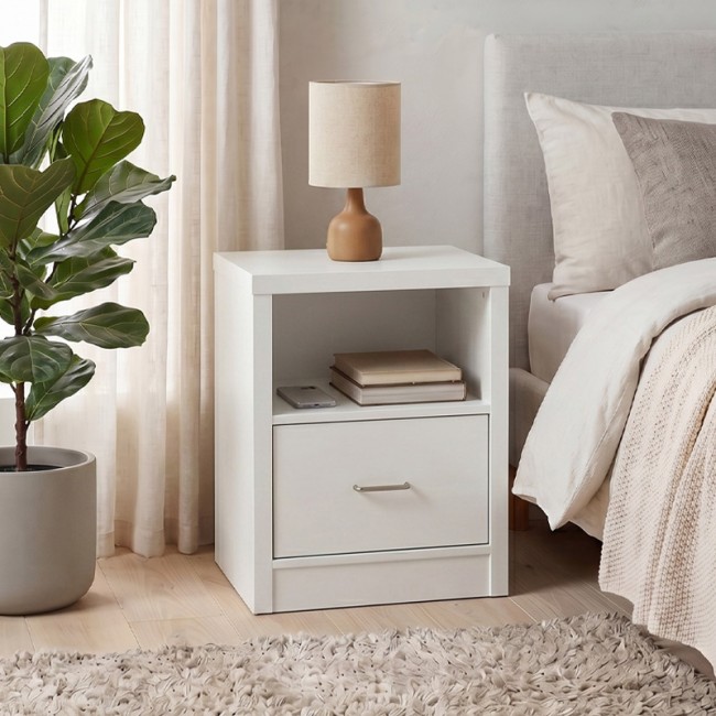 CALIBER Bedside 47x39x60 White 1-Drawer