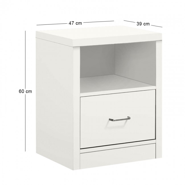 CALIBER Bedside 47x39x60 White 1-Drawer