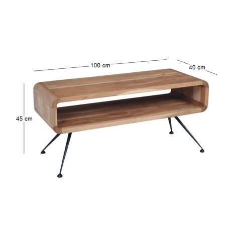 CAMEO-W Coffee Table 100x40x45 Acacia Natural Finish (Black Paint)