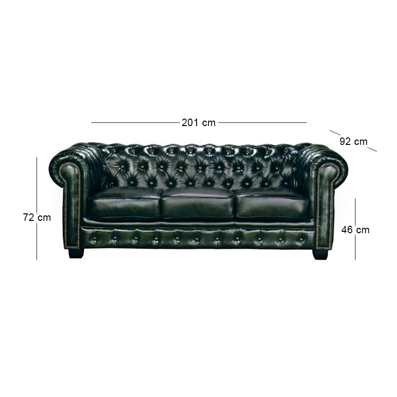 CHESTERFIELD-689 3-S Leather Antique Green