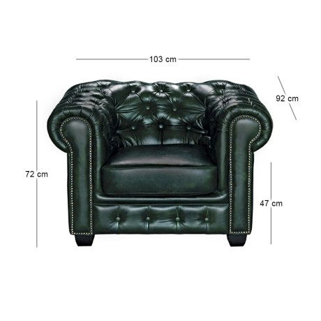 CHESTERFIELD 689 Πολυθρόνα Σαλονιού - Καθιστικού / Δέρμα Antique Green