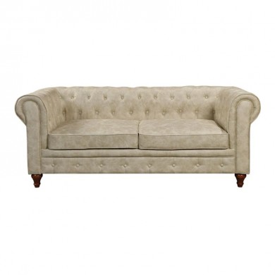 CHESTERFIELD York Kαναπές 3Θέσιος Σαλονιού - Καθιστικού, Ύφασμα Απόχρωση Μπεζ 190x82x77cm