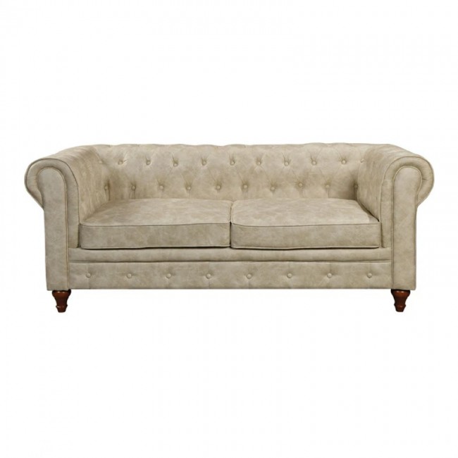 CHESTERFIELD York Kαναπές 3Θέσιος Σαλονιού - Καθιστικού, Ύφασμα Απόχρωση Μπεζ 190x82x77cm