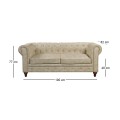 CHESTERFIELD York Kαναπές 3Θέσιος Σαλονιού - Καθιστικού, Ύφασμα Απόχρωση Μπεζ 190x82x77cm