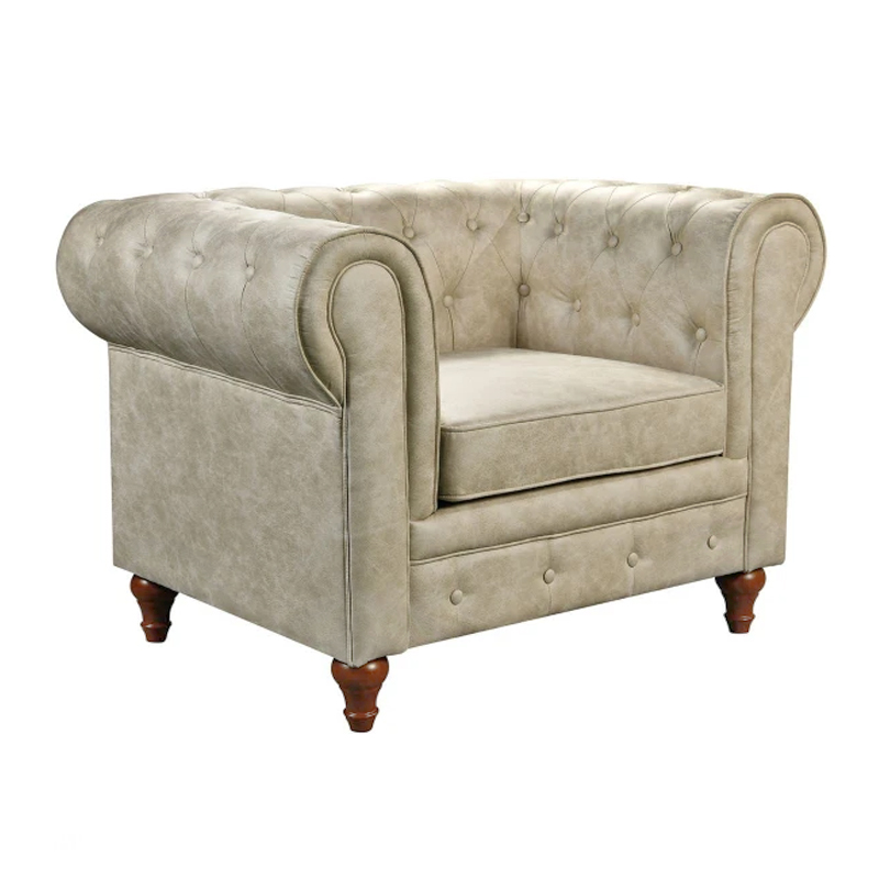 CHESTERFIELD York Πολυθρόνα Σαλονιού - Καθιστικού, Ύφασμα Απόχρωση Μπεζ 110x82x77cm