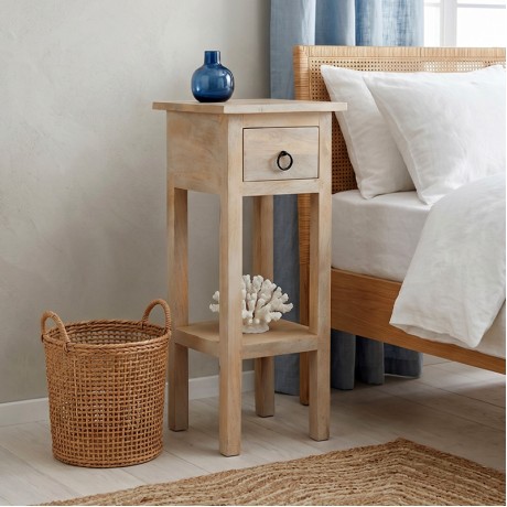 CLASSIC Stand - Τραπεζάκι Βοηθητικό Η.65cm, 1 Συρτάρι, Ξύλο Ακακία Φυσικό