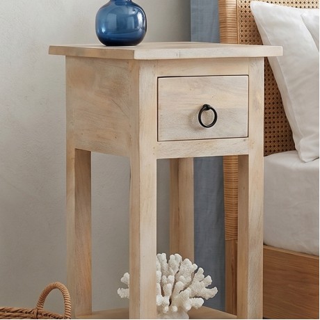 CLASSIC Stand - Τραπεζάκι Βοηθητικό Η.65cm, 1 Συρτάρι, Ξύλο Ακακία Φυσικό