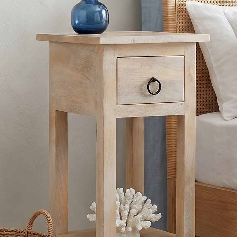 CLASSIC Stand - Τραπεζάκι Βοηθητικό Η.65cm, 1 Συρτάρι, Ξύλο Ακακία Φυσικό