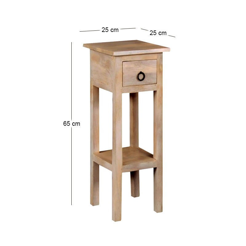 CLASSIC Stand - Τραπεζάκι Βοηθητικό Η.65cm, 1 Συρτάρι, Ξύλο Ακακία Φυσικό