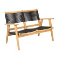 COFFEE Living 2-Seat Bench Acacia Natural, Rope Wicker Black
