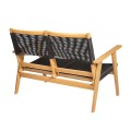 COFFEE Living 2-Seat Bench Acacia Natural, Rope Wicker Black