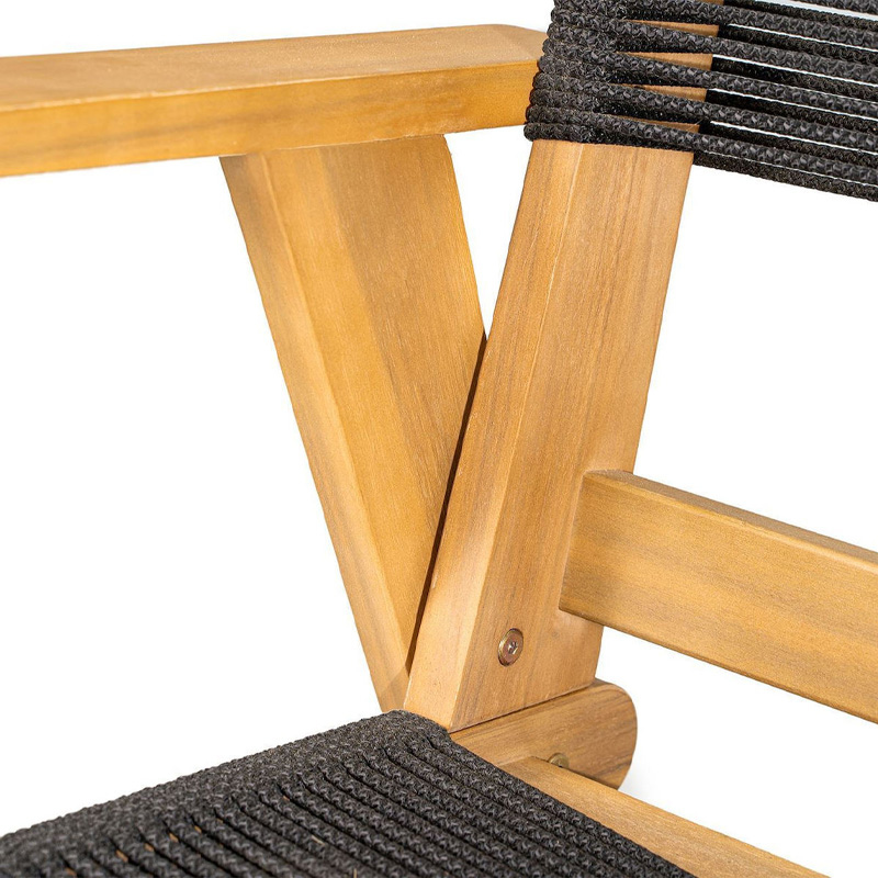 COFFEE Living 2-Seat Bench Acacia Natural, Rope Wicker Black
